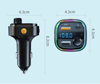 Lecteur MP3 de voiture, émetteur FM Bluetooth, double chargeur USB rapide pour voiture, appels mains libres, lumière ambiante LED colorée