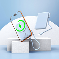 Banco de Energía Portátil de Gran Capacidad 22.5W con Cable Autoajustable y Absorción Magnética, Estación de Carga 10000mAh