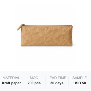 Estuche para Lápices Lavable de Papel Kraft, Bolsa de Papelería para Estudiantes, Logotipo Personalizado, Proveedor Mayorista, Venta al Por Mayor - Product Image 6
