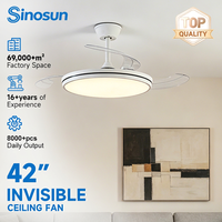 Ventilateur de plafond LED avec télécommande, 42 pouces, 3 températures de couleur réglables, longue durée de vie, pour salon et chambre à coucher, OEM/ODM