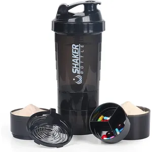 3 Camadas Shaker Protein Bottle Powder Shake Cup Garrafa De Água De Plástico De Grande Capacidade com Recipiente De Armazenamento