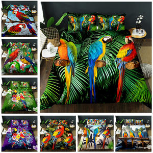 Juego de Ropa de Cama con Funda Nórdica de Poliéster con Diseño de Guacamayos de la Selva Tropical Verde, Suave y Cómodo - Product Image 2