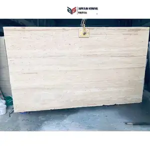 Bán nóng toàn thân đánh bóng travertine màu trắng gạch CHỈNH LƯU đá tự nhiên màu be travertine gạch sứ cho phòng tắm