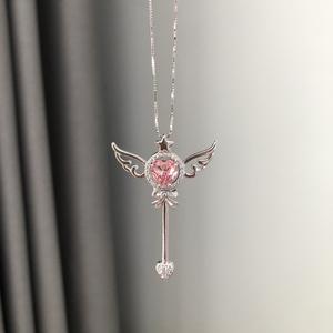 Pendentif porte-bonheur en argent pur S925, petit gourde rouge rose, nouveau style chinois, luxe, entièrement serti de diamants, creux, ensemble de bijoux tendance - Product Image 2