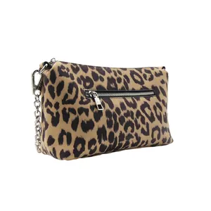 Winter collection leopard bag hot selling new design moon shape handbag with metal chain