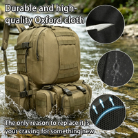 Sac à dos tactique modulaire personnalisé avec 3 sous-sacs détachables, grande capacité, léger, respirant, résistant à l'eau, en nylon Oxford