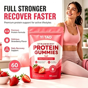 Gomitas de proteína de suero de alta calidad con electrolitos, suplemento energético muscular, sabor a fresa, bajo en calorías - Product Image 2