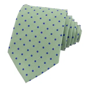 RunLin Supplier Custom Wholesale Silk Woven Handmade China Men Necktie Polka Dot Green Tie Set