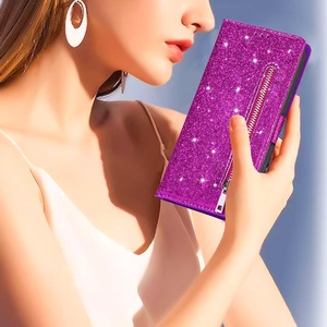 Thời trang dây kéo Ví cuốn Sách bìa Bling PU Leather trường hợp đối với <span class=keywords><strong>iPhone</strong></span> 6 7 8 11 12 13 14 15 16 17 XR x XS cộng với Pro Max điện thoại trường hợp - Product Image 2