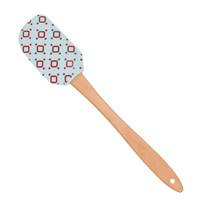 Spatule en silicone de qualité alimentaire avec manche en bois, motif géométrique, pour la pâtisserie, le mélange et le décapage des gâteaux, outil de cuisine antiadhésif