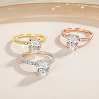 NATUNA Trendy Bague en argent sterling 925 élégante et luxueuse en moissanite ovale de 2 carats avec diamant Bague de fiançailles en moissanite pour femme