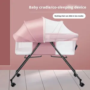 Katlanabilir dört tekerlekli bebek sallanan yatak yeni bebek yatıştırıcı sandalye Recliner çocuk beşiği dayanıklı plastikten yapılmış - Product Image 3