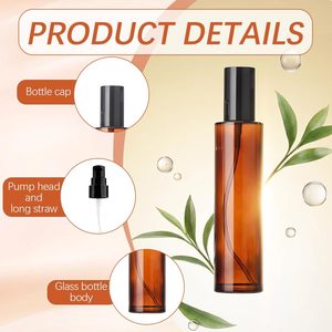 Refillable 20ml-120ml <b>Amber</b> Eco-friendly Glass Frost Surface Spray Lotion <b>Bottle</b> Mist Spray Cosmetic Packaging - Product Image 2
