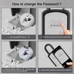 Caja de bloqueo de almacenamiento de llaves para el hogar negro de aleación de aluminio seguro, bloqueo de <span class=keywords><strong>contraseña</strong></span>, almacenamiento seguro resistente a la intemperie para uso en exteriores/interiores, garaje - Product Image 4