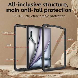 เคสกันน้ำสำหรับ iPad Air <span class=keywords><strong>11</strong></span> 2024ทนทาน M2ฝาครอบกันกระแทกกันรอยขีดข่วนมาพร้อมกับที่จับโทรศัพท์ - Product Image 2