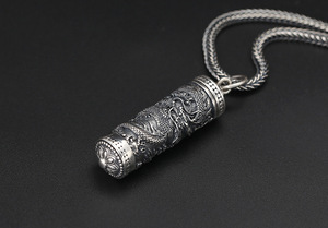 Cổ Điển 925 Sterling Bạc Rồng Mặt Dây Chuyền Cho Nam Giới Tự Làm Độc Đáo Vòng Cổ Món Quà Động Vật Rồng Charms <span class=keywords><strong>Ghau</strong></span> Cầu Nguyện Hộp Mặt Dây Chuyền - Product Image 4