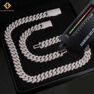 Collar Cubano de Moissanita ZUANFA, Plata 925 con Baño de Rodio, Cadena Hiphop para Hombre, Joyería de Uso Diario, Precio de Fábrica - Product Image 1