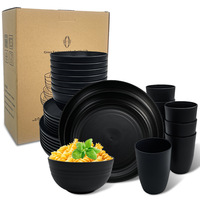 Service de table en fibre de paille de blé de style nordique, léger, assiettes, bols, tasses, écologique, incassable, 32 pièces