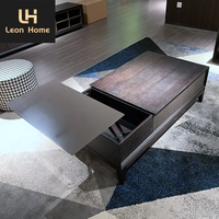 Design personnalisé Designer moderne Table basse carrée noire Table basse en bois avec dessus de table relevable
