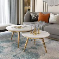 Table basse en marbre nordique avec table d'appoint en fer forgé et acier inoxydable, style moderne et simple, meubles de salon, usage domestique