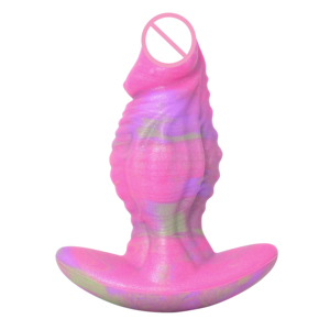 OEM ODM Marmorfarbener Rosa Gemischter Silikon-Analplug 15,2cm 290g 100% Wasserdichtes Erwachsenenspielzeug - Product Image 1