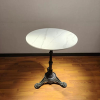 Table de restaurant d'extérieur pliable en marbre noir avec base métallique, idéale pour hôtels et salons – Vente en gros Chine