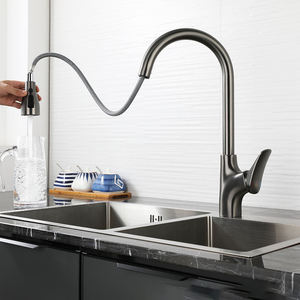 Pull Faucet, Kitchen Faucet, Kitchen Mixer, Chrome Gun, Gray Faucet, Hot and Cold Faucet, Brass Faucet - Product Image 6