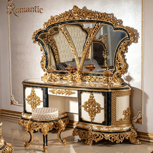 Set di Mobili per Camera da Letto Principale in Legno Avorio Dorato di Lusso, Stile Classico Turco Intagliato, per Arredamento di Ville e Palazzi di Alta Gamma - Product Image 3