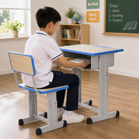 Ensemble de chaise et de bureau d'écolier pour l'école primaire, bureau et chaise pour élèves, cadre en métal, bureau d'étude réglable
