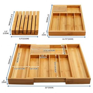 Organizador de Cajones de Cocina de Bambú Legend ODM/OEM con Bloqueo para Cuchillos Extraíble - Product Image 2