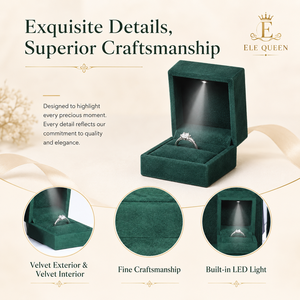 Luxury Rectangle Simple Velvet Ring <b>Box</b> with LED Light 6.5x6.5x5cm Jewelry Gift Packaging <b>Box</b> for Engagement Rings - Product Image 2