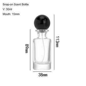 Compre Botellas de Perfume de Vidrio de Lujo Únicas de 30 ml, 50 ml y 100 ml, Botella de Vidrio Redonda Ecológica para Fragancias con <span class=keywords><strong>Boca</strong></span> de 15 mm Sin Tapa - Product Image 3
