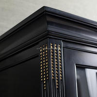 Commode double de luxe noire moderne faite à la main, écologique, avec plateau en marbre, quincaillerie en aluminium, 8 tiroirs de rangement, meuble de chambre à coucher