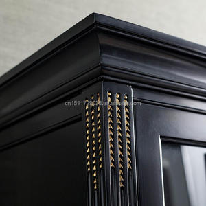 <span class=keywords><strong>Commode</strong></span> <span class=keywords><strong>double</strong></span> noire de luxe avec plateau en marbre, quincaillerie en laiton doré, 8 tiroirs de rangement, meuble de chambre classique - Product Image 6