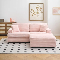 Sofá Seccional Modular de Dos Plazas, Color Rosa y Blanco Personalizado, Diseño de Nube Comprimida, Tapizado en Terciopelo Suave y Esponjoso, Estilo Moderno para Apartamento