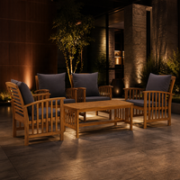 Ensemble de meubles de patio en bois massif de style naturel, durable, avec table basse pour jardin, terrasse et salon extérieur