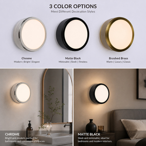 Applique murale LED ronde moderne pour intérieur, en chrome et laiton noir, luminaire décoratif pour salle de bain, chambre, couloir, hôtel, OEM ODM - Product Image 2