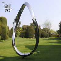 BLVE Grand Art Moderne Décoration Extérieure Statues De Jardin En Métal Poli En Acier Inoxydable Sculpture Abstraite