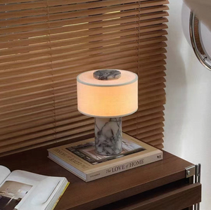 Lampe de bureau LED sans fil rechargeable, minimaliste et luxueuse, avec abat-jour en lin et pierre naturelle, pour la maison, l'hôtel, le bureau et la table de chevet - Product Image 5