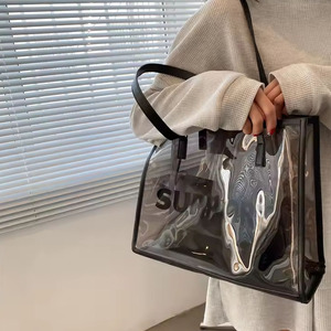 Sac fourre-tout en PVC Transparent à la mode pour femmes sac à main à bandoulière étanche de grande capacité sac à main transparent élégant pour le travail et un usage quotidien - Product Image 5