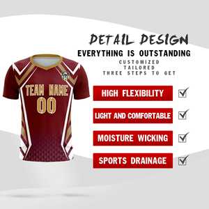 Maillots/ensembles de football respirants abstraits rouge cramoisi personnalisés - Product Image 3