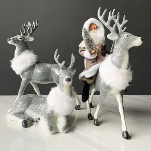 고품질 크리스마스 장식 도매 산타 클로스 순록 탁상 회색 사슴 장식품