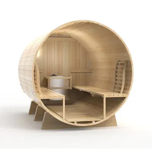 Cápsula sauna com sistema de ozônio, barril de ozônio a vapor tradicional para áreas externas, 6-7 pessoas, fio, hemlock, sauna, ar livre