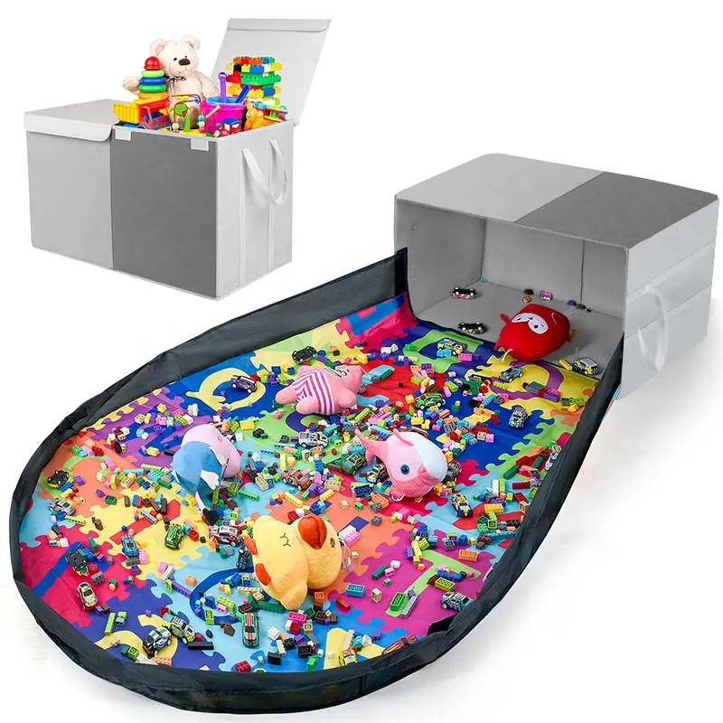 Large Capacity Two Fold Toy Storage Box With Detachable Game Mat Design Competitive Price Cloth Storage Box