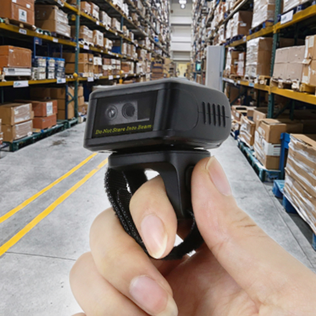 HBS-680 2D Wireless BT USB Finger Ring Barcode Scanner Portable Mini QR Code Reader Black 1-Year Warranty POS Inventory in Stock