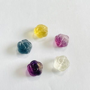 Grosir dekorasi ornamen ukir fluorit Mini kristal bunga mawar penyembuhan alami pelangi DIY - Product Image 6