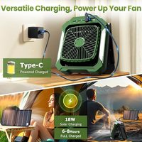Kipas lipat luar ruangan portabel, kipas berkemah listrik dengan lampu, kontrol penggemar berkemah luar ruangan portabel 20000mAh