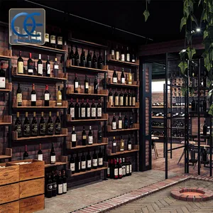 定制华丽的金酒展示架，用于葡萄酒商店展示