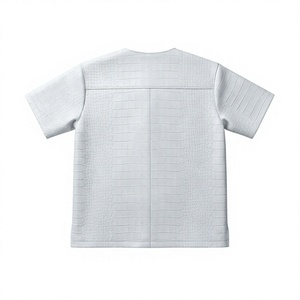 Men's Luxury Crocodile Textured White Leather T <b>Shirt</b> Custom <b>Western</b> & Casual Streetwear Top - Product Image 2