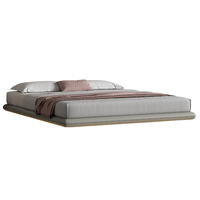 Cadre de lit flottant minimaliste moderne en cuir Double Queen King Size avec rangement Style panneau de bois massif léger